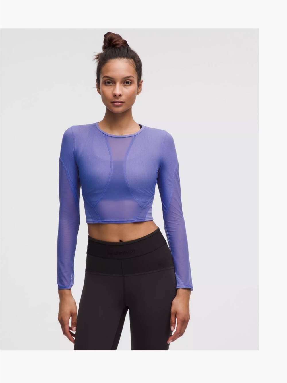 Lululemon long sleeve cropped mesh top blue